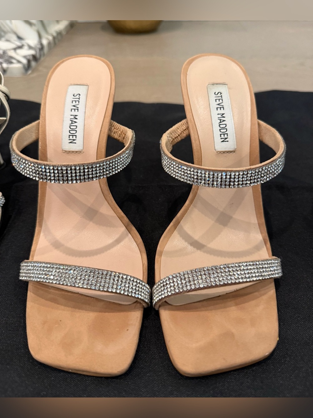Steve Madden Blush Crystal Double-Strap Heels - Sz. 7.5